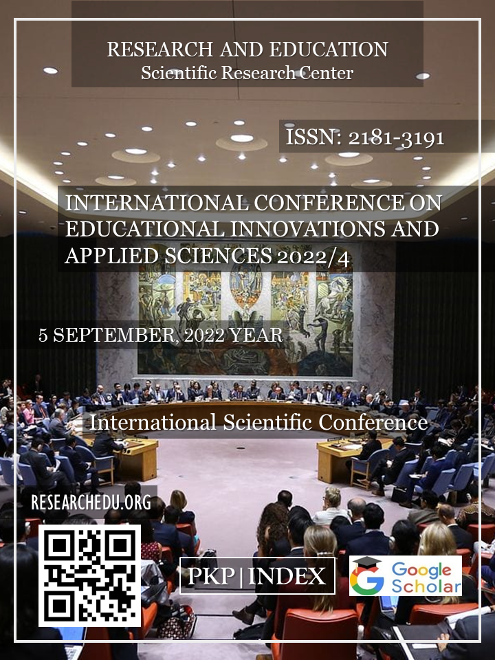 					View Vol. 1 No. 4 (2022): INTERNATIONAL  СONFERENCE  ON  EDUCATIONAL  INNOVATIONS  AND  APPLIED  SCIENCES 2022/4
				