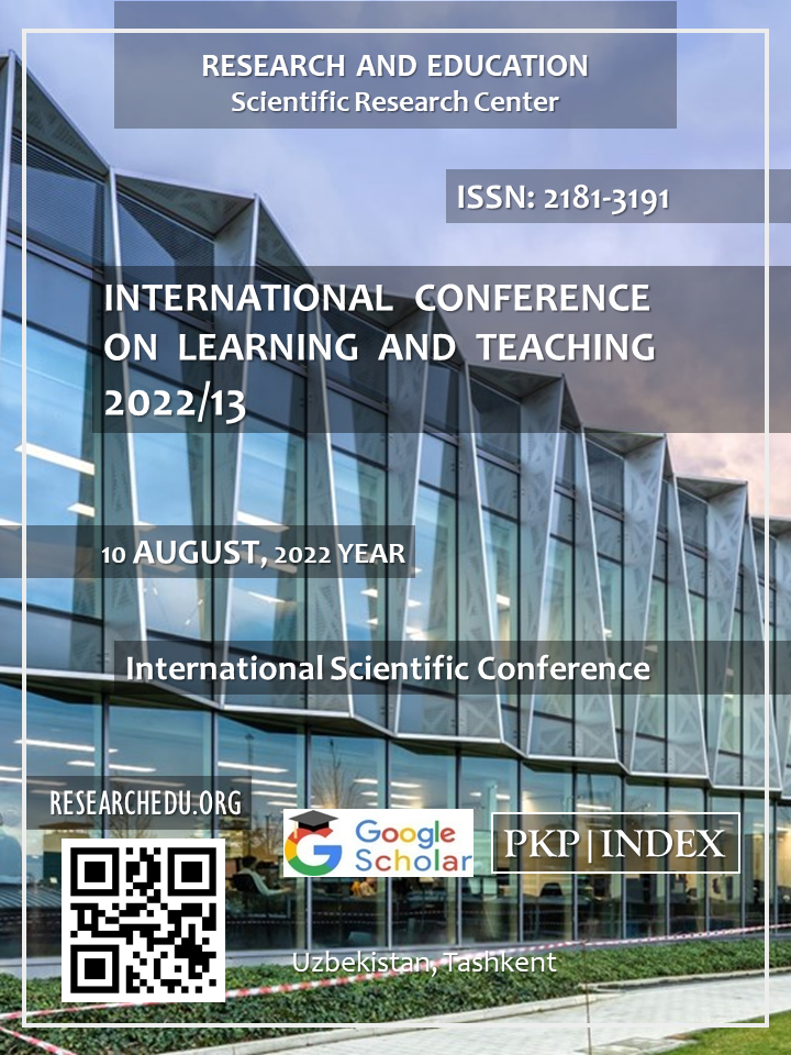 					View Vol. 1 No. 13 (2022): INTERNATIONAL  СONFERENCE  ON  LEARNING  AND  TEACHING 2022/13
				