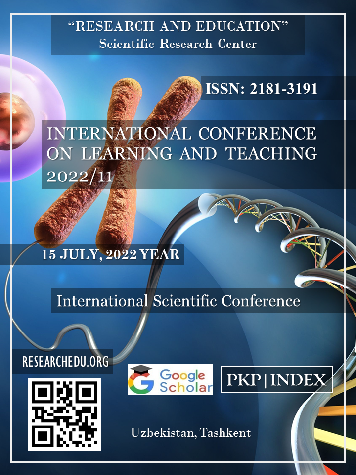 					View Vol. 1 No. 11 (2022): INTERNATIONAL  СONFERENCE  ON  LEARNING  AND  TEACHING 2022/11
				