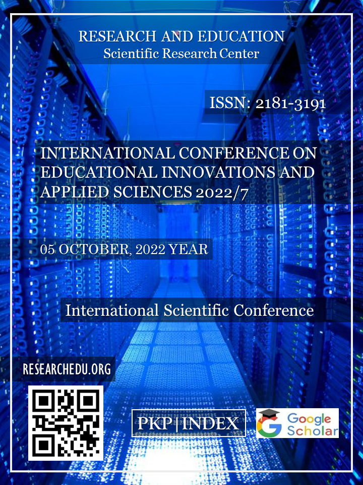 					View Vol. 1 No. 7 (2022): INTERNATIONAL  СONFERENCE  ON  EDUCATIONAL  INNOVATIONS  AND  APPLIED  SCIENCES 2022/7
				