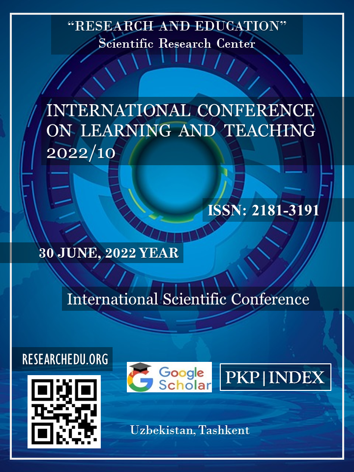 					View Vol. 1 No. 10 (2022): INTERNATIONAL СONFERENCE ON LEARNING AND TEACHING 2022/10
				